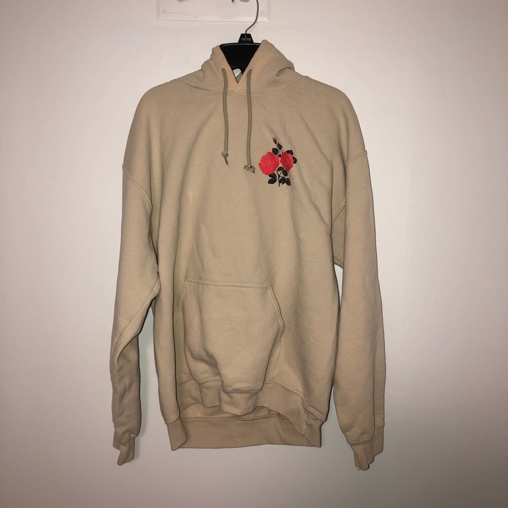 Cream Hoodie with Rose Designs